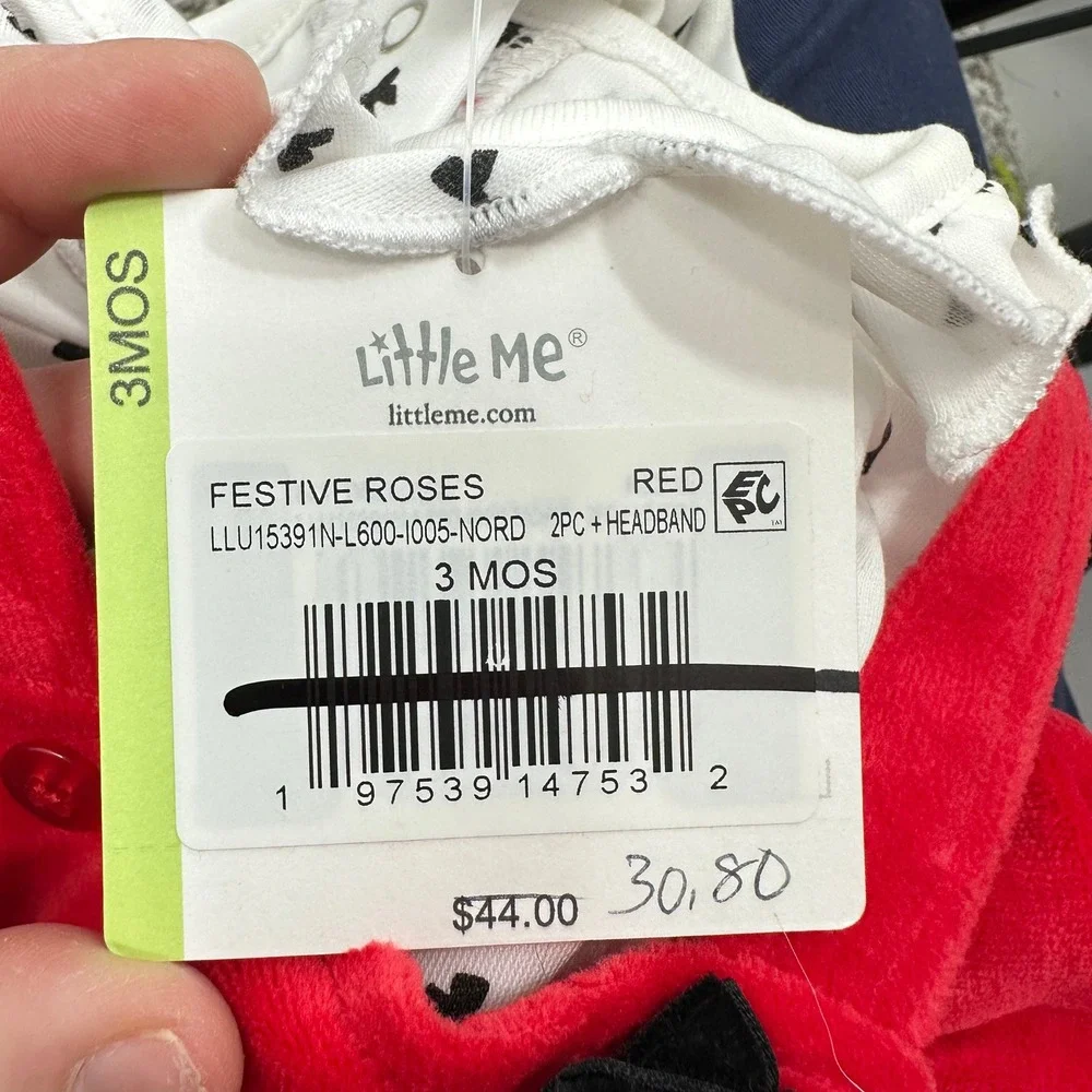 Little Me Festive Roses 3M Red Dress Outfit Set 2PC + Headband NWT Christmas‎ - Picture 9 of 9